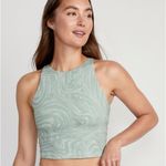 Old Navy Light Support PowerChill Longline Sports Bra Tank Green Swirl Top Photo 0