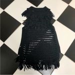 Scotch & Soda Maison Scotch Crochet Open Knit Fringe Sweater Swim Cover Up Black Photo 3