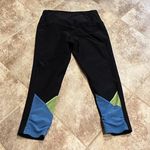 Nike  Dri Fit low rise crop capri leggings black blue green mesh xs 19” inseam Photo 0