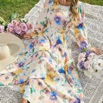 Floral Print Dress Backless Design Multi Size L Photo 6