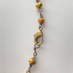 Snowflake Beaded Rosary Style Red, Brass & Golden Wire Wrapped Necklace Photo 3