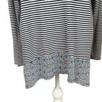 J.Jill Knit Top Large Blue White Striped Contrast Hem Long Sleeve Nautical Comfy Photo 2