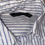 ZARA White and Blue Striped Button Down Shirt Photo 2