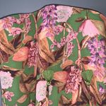 Rose + Olive Orange Pink & Green Floral Ruffle Tie Neck Short Sleeve Blouse 1X Photo 4
