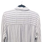 LC Lauren Conrad Womans Blouse Size Large Linen Striped Button Up Ruffle Cuff Photo 3