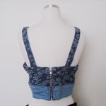 Topshop  Moto Denim Bustier Crop Top Size 8 Photo 2