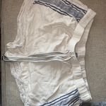 Aerie White & Blue Linen Drawstring Shorts Photo 0