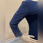 MSK Navy Pullover Dress. Special Occasion. Beautiful Rhinestone & Pearl Beading Photo 1