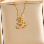 Monogram C Necklace Gold Tone Costume Jewelry Photo 2