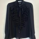 Bailey44 BAILEY / 44 Black Sheer Ruffle Long Sleeve Blouse Womens Small​ Photo 7