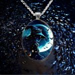 Gothic Aesthetic Oval Witch Avatar Zinc Alloy Necklace Trendy Silver Plated‎ Photo 1