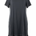 Logo by Lori Goldstein Dress Blue Midi Womens Medium Short Sleeve Tiered Casual‎ Photo 0