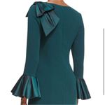 Terri Jon Rickie Freeman Maximalist Dark Green Dress Bell Sleeve Cocktail Size 12 Photo 1
