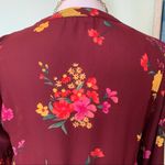 Old Navy  Floral Maroon Burgundy Semi Sheer Blouse Small S Photo 5