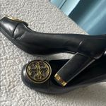 Tory Burch Black and Gold Chunky Heel Pumps with Gold Ornament Photo 2