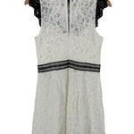 Adelyn Rae White Black Lace Contrast Trim High Neck Dress size Medium Photo 7