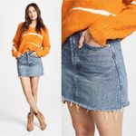 Free People We The Free • FP Rugged A-Line Denim Miniskirt raw hem frayed distressed Photo 1