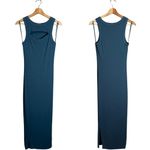 Michael Stars  Lucinda Ribbed Midi Dress Women's Small Blue Tank Ruched Slit NWOT Photo 2