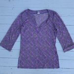 Hanky Panky Vintage Purple Paisley Sheer Top Coverup Photo 0