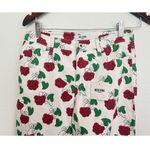 Moschino VTG 90s  White Flare Jeans Raspberry Leaf Print Red Green Y2K Cottage 26 Photo 1