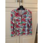Banana Boat UPF 50+ Sun Shirt Medium Pink Floral Print Long Sleeve Half Zip Top Photo 2