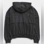 Aerie  Women’s Sz L Dk Gray Sherpa Patchwork Oversized Hoodie Photo 2