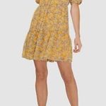 CeCe Yellow Flowy Floral Print Babydoll Dress Photo 1
