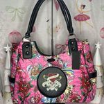Ed Hardy Large  Pink Love Kills Slowly Print Tote Bag, Photo 0
