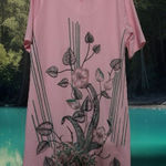 VTG‎ Women’s spring summer floral printed Sequins beautiful midi dress Pink M? Size M Photo 0