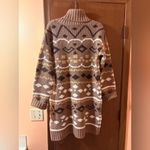 Anthropologie NWT Flat White  brown fair isle turtleneck sweater dress Photo 3
