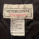 Victor Costa Open Blazer Jacket 100% Silk Embroidered Black Women's M Bead Size M Photo 5