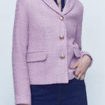 ZARA LILAC LAVENDER BOUCLE TWEED Blazer size XS New Photo 0