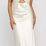 Morgan & Company Juniors Sleeveless Off White Halter Gown with Cut Out Size 13 Photo 0