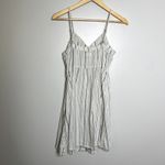 SO  White Striped Button Down Dress Photo 4