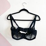 Felina  Sheer Lace Bra 38DD Underwire Floral Embroidered Mesh Lingerie Black Photo 1