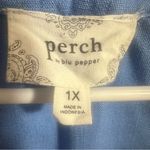 Blu Pepper Perch By Woven Light Blue Top Size 1X Rolled Cuff Sleeves Photo 5