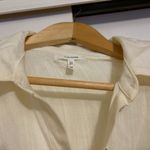 Maurice's  Button Down Shirt Medium Cream Off White Short Sleeve Rayon Nylon Photo 1