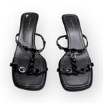 Bandolino new 𒀭 T Strap Kitten Heels Mules Sandals 𒀭 Black Leather 𒀭 10M 𒀭 SJP Photo 7