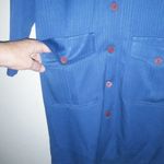 Maggy London  4 Silk Wool Vintage Long Sleeved 4-Pocketed Lapis Blue Shirt Dress Photo 1