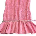 ZARA Women's XS Pink Ruffle Smocked Bodice Mini Dress Bubble Sleeve Photo 3