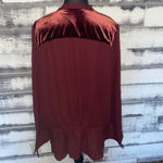 Worthington  Maroon Berry Velvet  long Chiffon sleeve Blouse  size XXLT Photo 3
