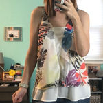 Bar III bar‎ III Women's Patchwork Camisole Tank Top M Boho Chic Bright Playful Halter Photo 0