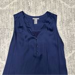 H&M Blue Satin Sleeveless Career V Neck Tank Top Blouse with Gold Buttons Size S Photo 1