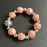 Women’s vintage pink/silver chunky beaded bracelet‎ one size stretches Pink Photo 5