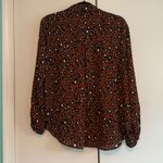 Pleione  Leopard Print Button-Down Blouse Mocha‎ Color Size S Photo 4