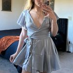 Lucy in the Sky Eliza Wrap Dress In Silver Blue/ Periwinkle Photo 2