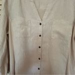 JM Collection  Light Beige Button-Down Shirt 100% Linen 100% Cotton Photo 7