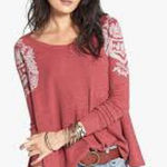 We The Free Waffle Knit Print Thermal Pullover Top Photo 0