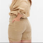 Gap  Cheeky Midi Short High Rise Cuffed button fly Khaki jean shorts 35/20R NWTs Photo 39