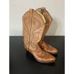 VTG Leather Western Cowgirl Zip Boots Women 9 Aztec Distressed Festival Concert Brown Photo 1